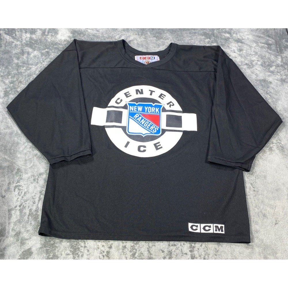 NY New York Rangers CCM Center Ice Jersey Black Large Authentic 90s Hockey